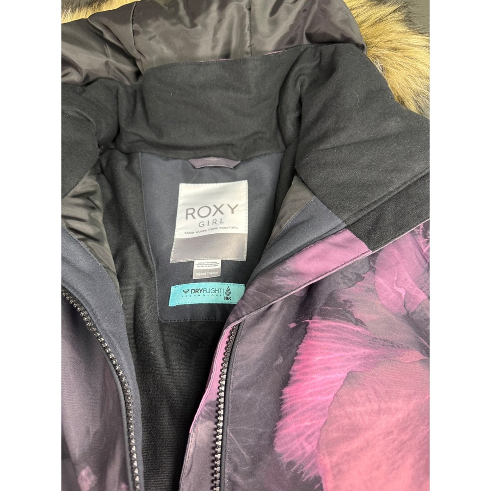 Roxy Girl American Pie Ski Jacket 10K DryFlight Purple Floral ERGTJ03163 Size 16 - Picture 4 of 14